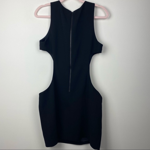 ALICE + OLIVIA Black Sleeveless Mini Cocktail Side Cutout Dress Solid Medium M - Picture 8 of 11